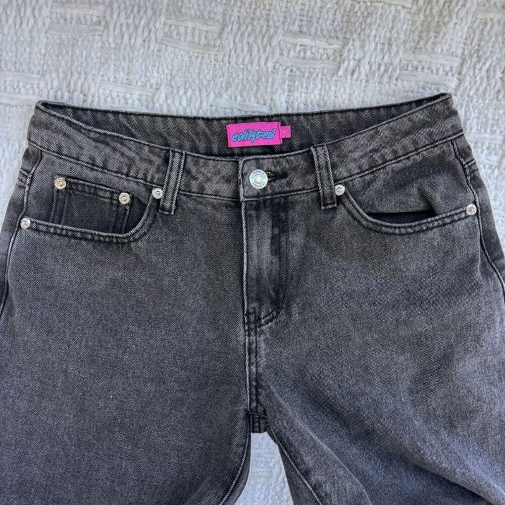 Edikted Washed Black Gray Straight Leg Jeans Size S